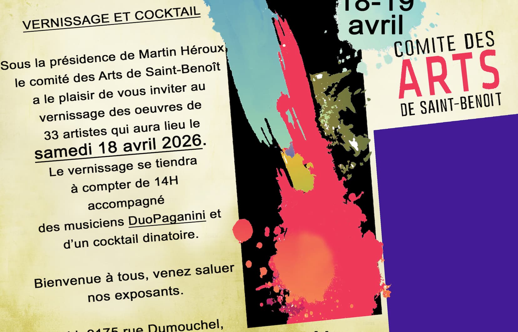 horaire et date du vernissage symposium