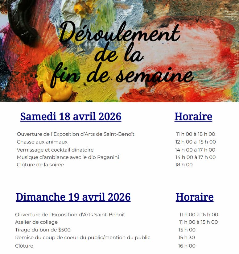déroulement - horaire vernissage