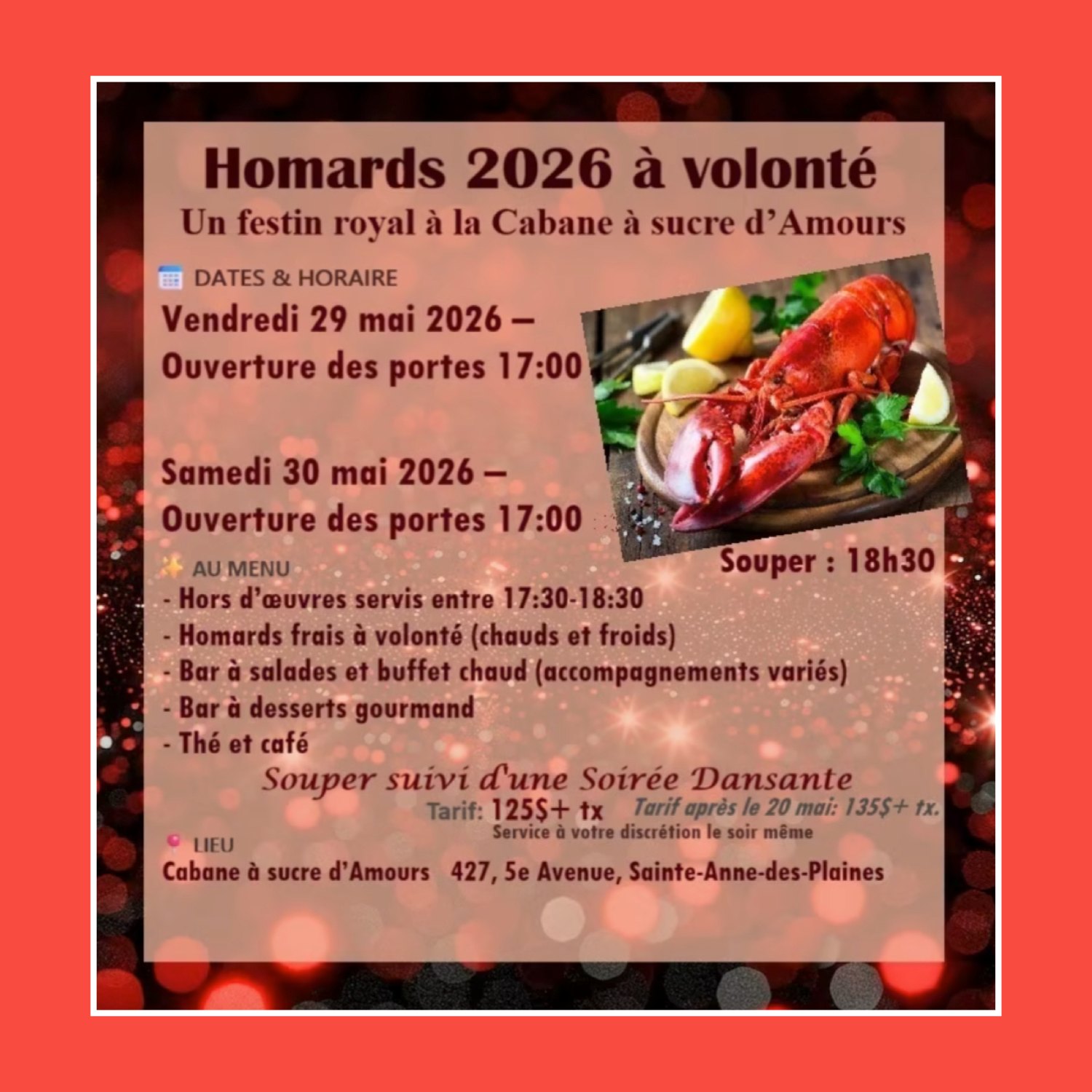 Un festin royal : Homard à volonté