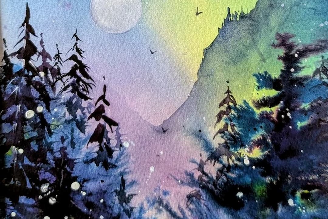 Atelier aquarelle Aurore boréale
