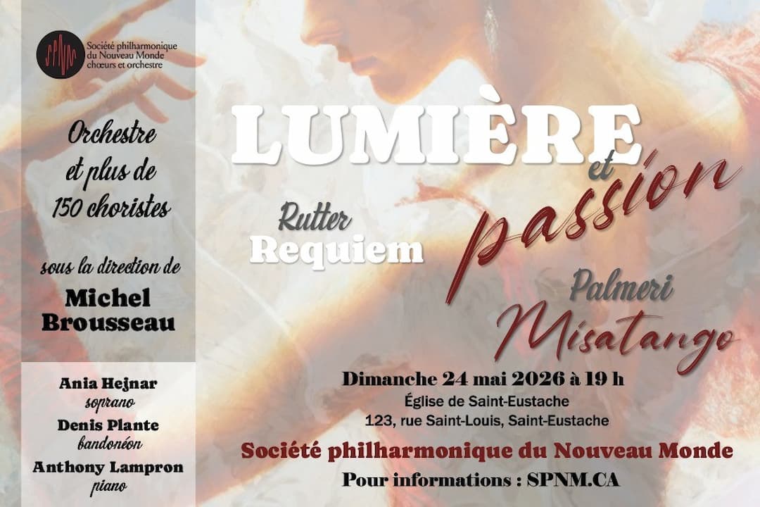 Affiche de la société philharmonique du nouveau monde présente : Lumière et passion